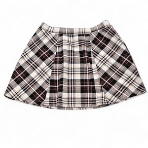 Full Tilt Plaid Skater Skirt - Ivory Black Red Gold Retro Y2K Style Sz M
